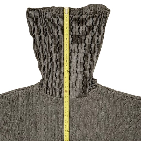 Dylan Boho Chunky Cable Knit Turtleneck Sweater Poncho Shrug Cape Hooded Gray - Picture 13 of 15